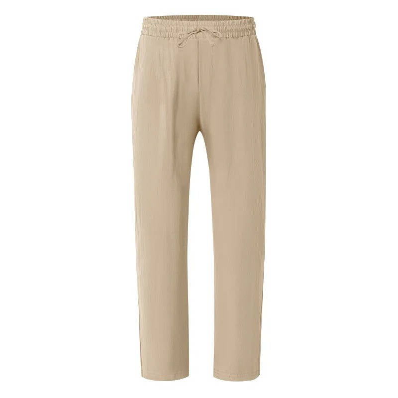 Men's Drawstring Loose Fit Casual Beach Trousers Linen Pants