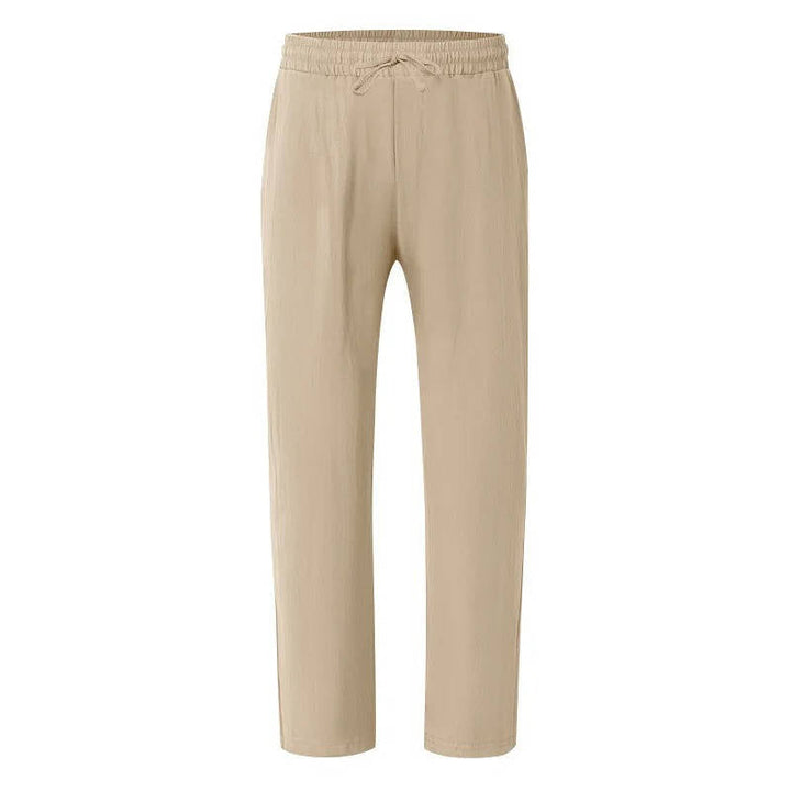 Men's Drawstring Loose Fit Casual Beach Trousers Linen Pants