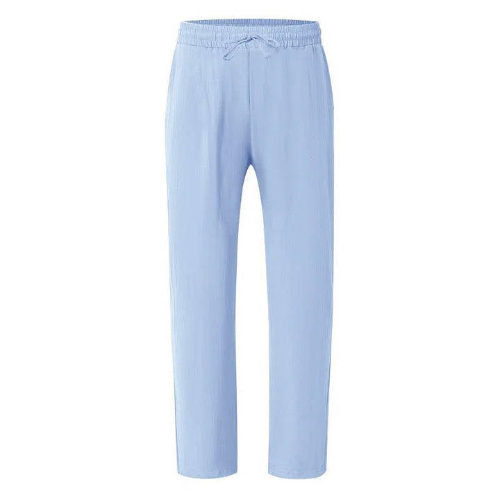Men's Drawstring Loose Fit Casual Beach Trousers Linen Pants