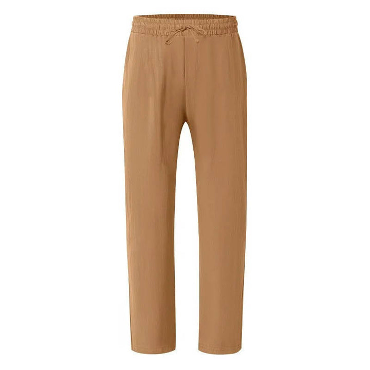 Men's Drawstring Loose Fit Casual Beach Trousers Linen Pants