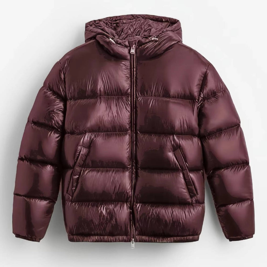 Men's Hooded Puffer Jacket Water Resistant Outerwear
