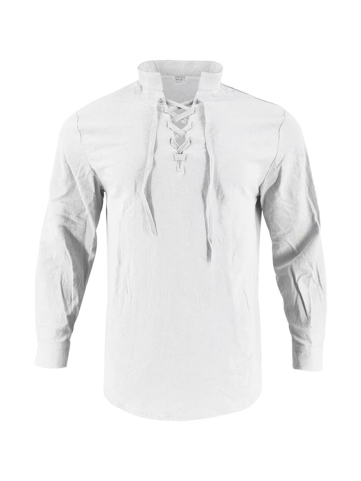 Chemise décontractée pour homme en lin à manches longues, haut respirant