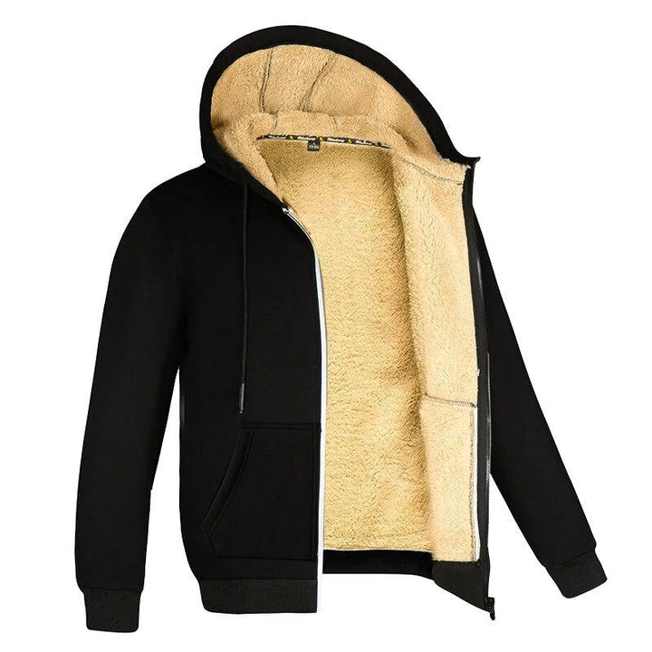 Sweat-shirt à capuche zippé pour homme, doublé en polaire