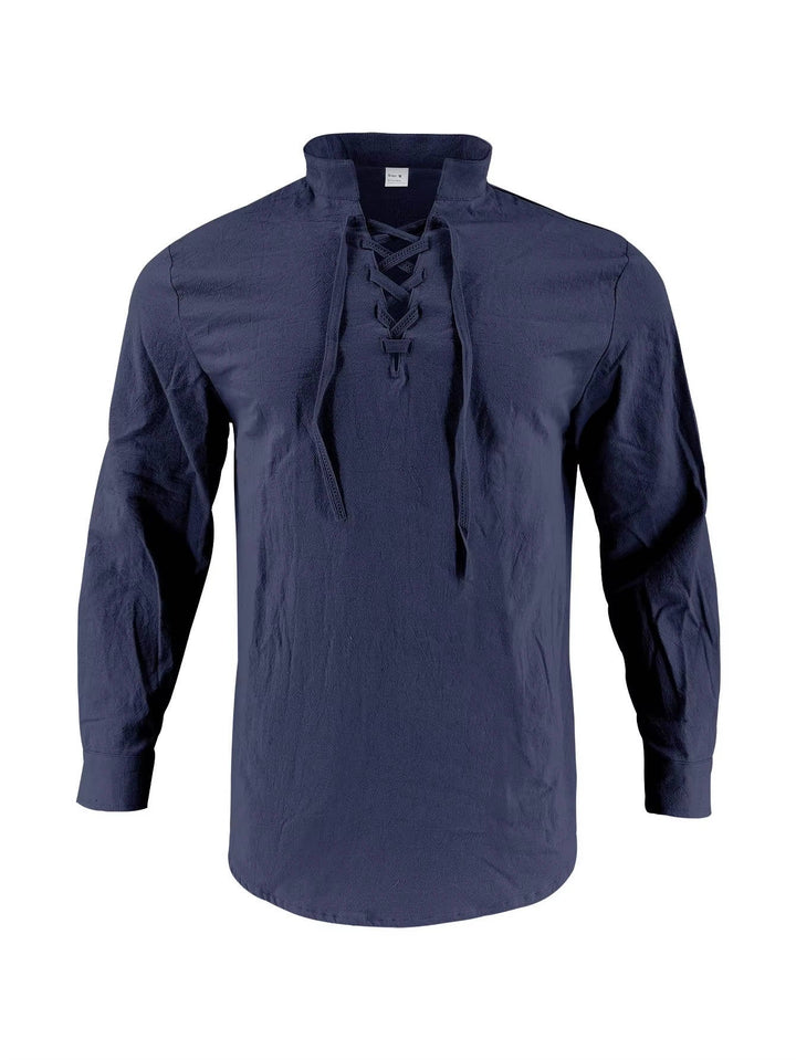 Chemise décontractée pour homme en lin à manches longues, haut respirant