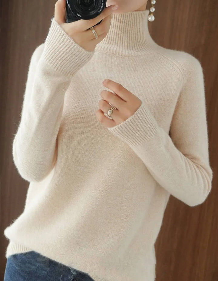 Women's Merino Wool Turtleneck Sweater Pullover Knit Top