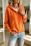 Women's Knit Hooded Sweater Hoodies Casual Loose Pullover Top