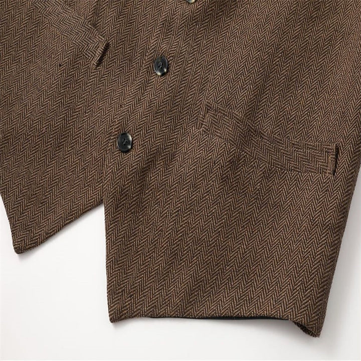 Men's Wool Tweed Waistcoat Vintage Notch Lapel Vest