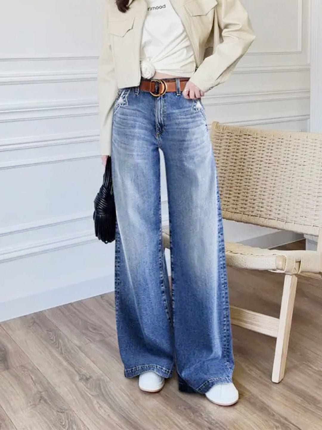Women's Wide Leg High Waisted Denim Jeans