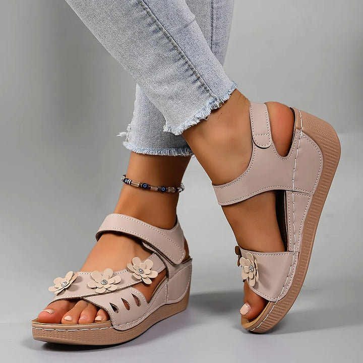 Women's Leather Platform Casual Comfort Wedge Sandals