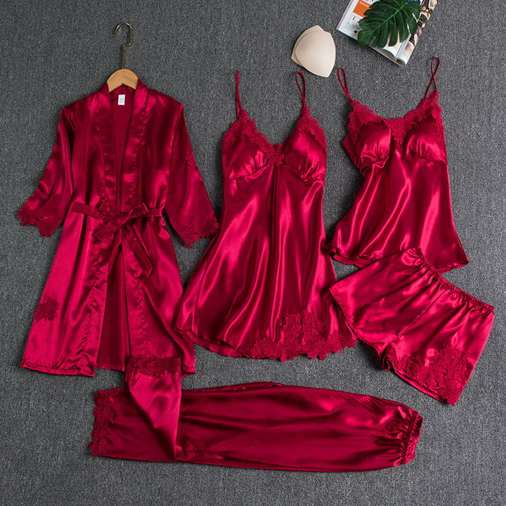 Women's Satin Pajama Set with Robe