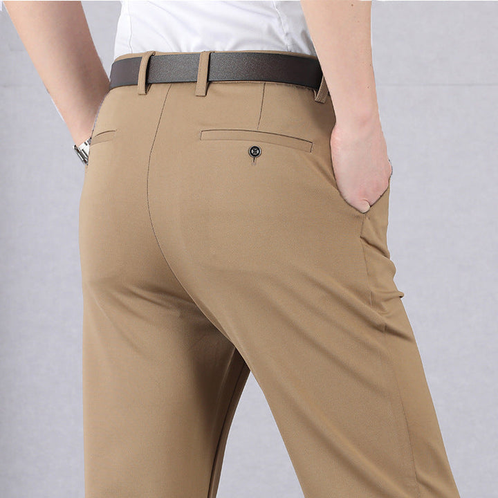 Men's Wool Blend Slim Fit Formal Dress Trousers
