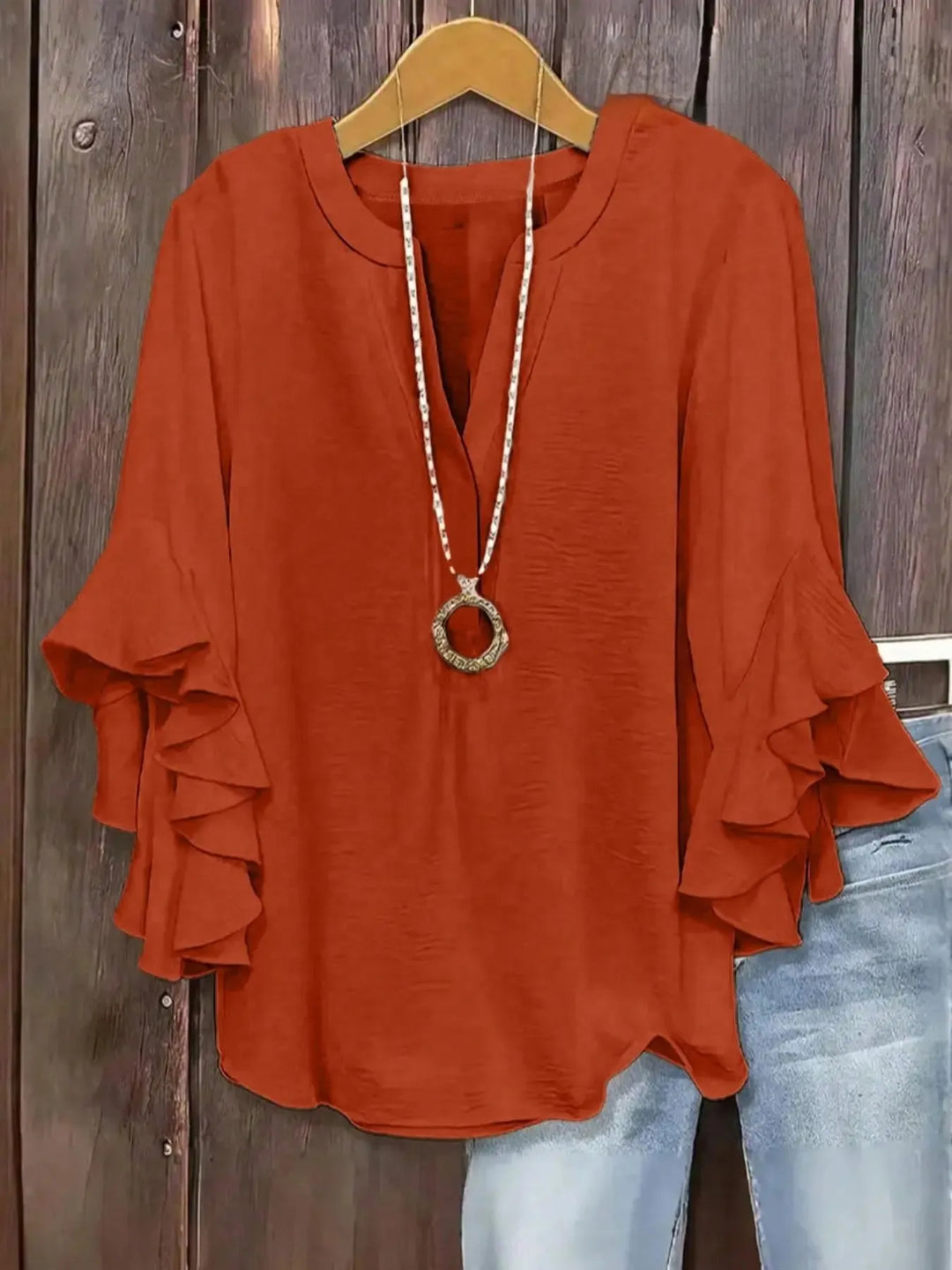 Women's Rayon Blend Short Sleeve V-Neck Casual Blouse