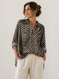 Women’s Striped Linen Long-Sleeve Blouse