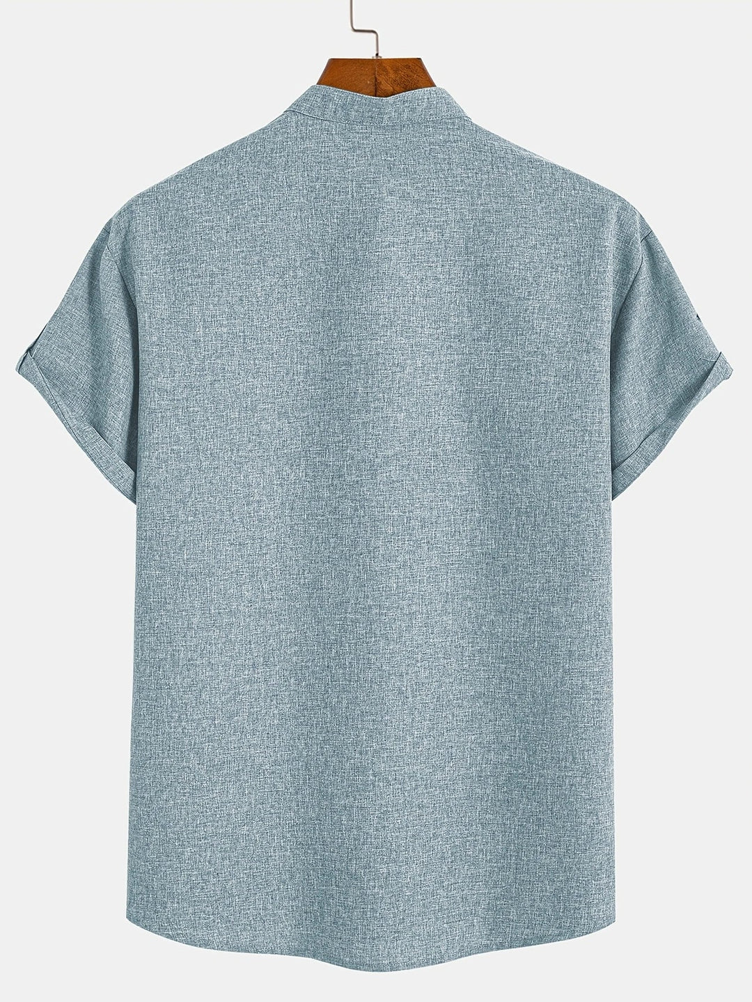 Men Henley Linen Shirt Casual Short Sleeve Cross Graphic Tee
