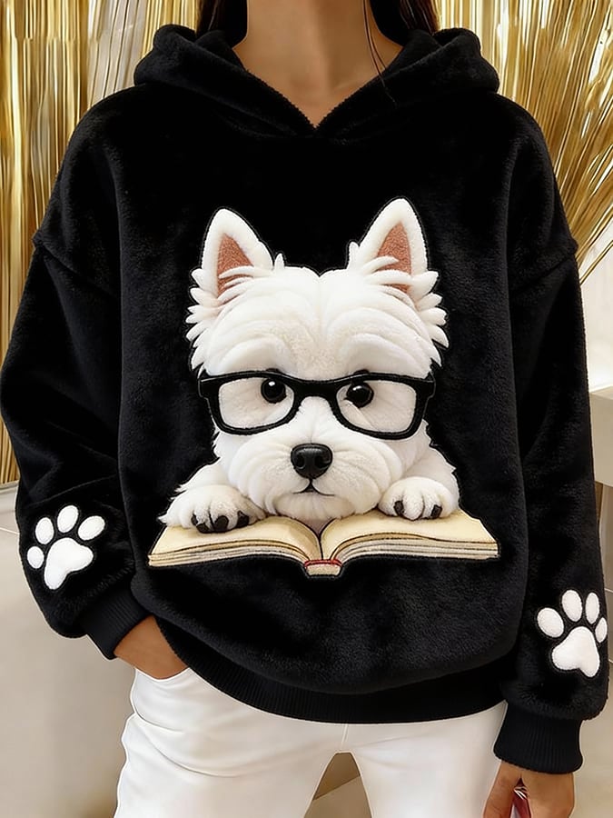 Women's Fleece Hoodie Dog Graphic Sweatshirt