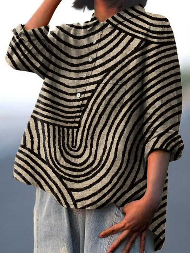 Women’s Striped Linen Long-Sleeve Blouse