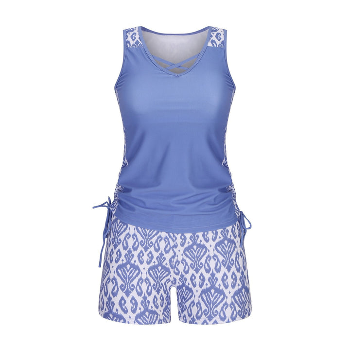Women's Nylon Tankini Swimsuit Swimwear Set Tank Top with Board Shorts'