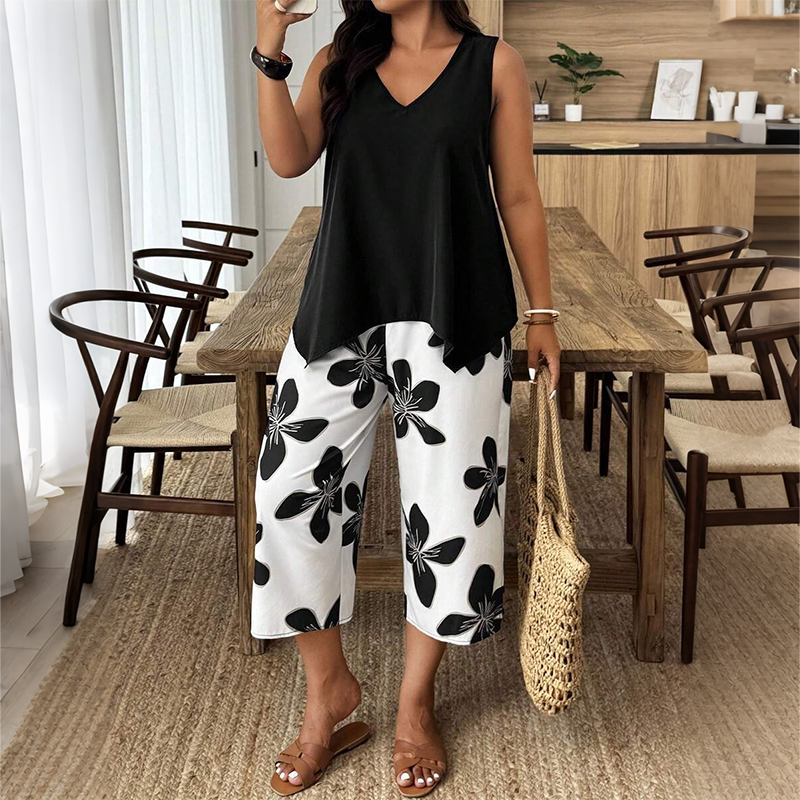 Women’s Linen Asymmetric Top & Capri Co-Ord Set