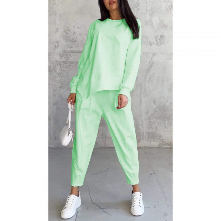 Women's Fleece Long-Sleeve Tapered Two-Piece Trouser Set