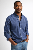Men's Lightweight Denim Shirt Long Sleeve Button Down Work Top