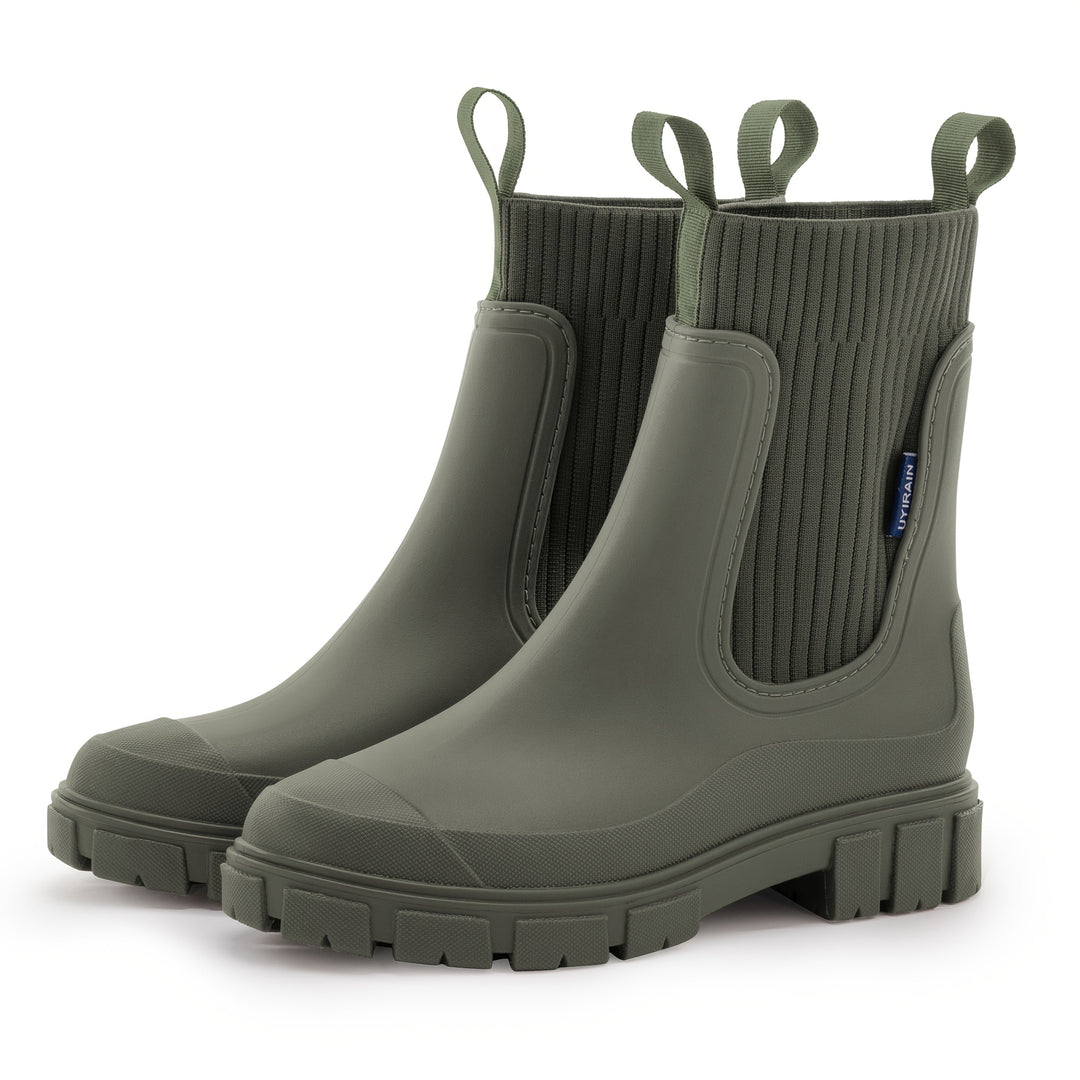 Women's Waterproof Rubber Wedge Chelsea Boots