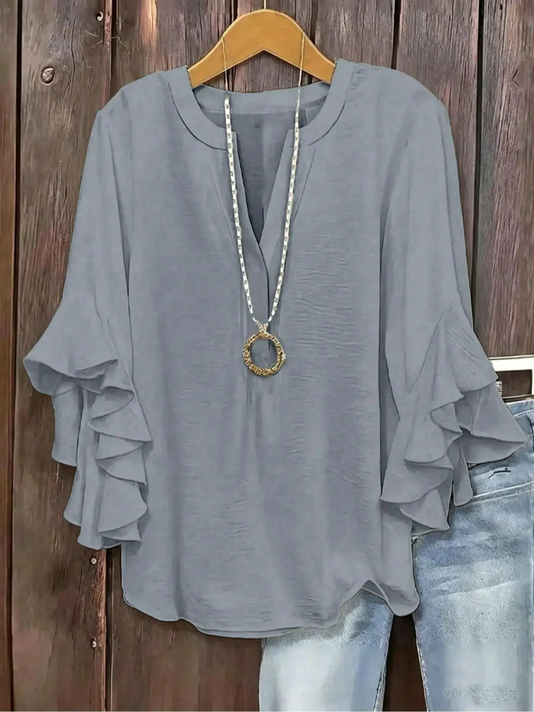 Women's Rayon Blend Short Sleeve V-Neck Casual Blouse