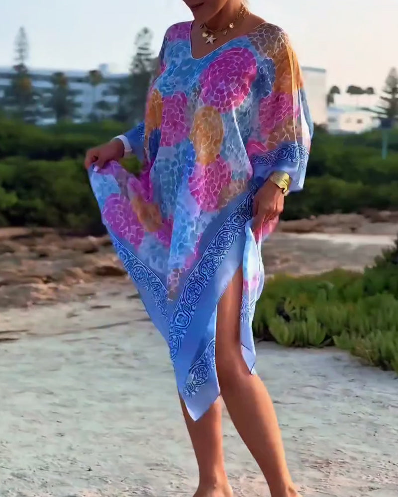 Women's Silk Kaftan Dress Beach Cover Up Tunic