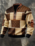 Men's Knit Sweater Quarter Zip Fleece Pullover Jacket