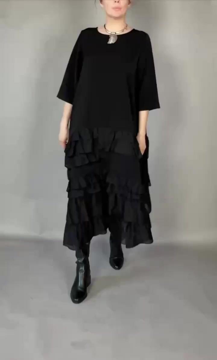 Women's Short Sleeve Tiered Linen Maxi Dress