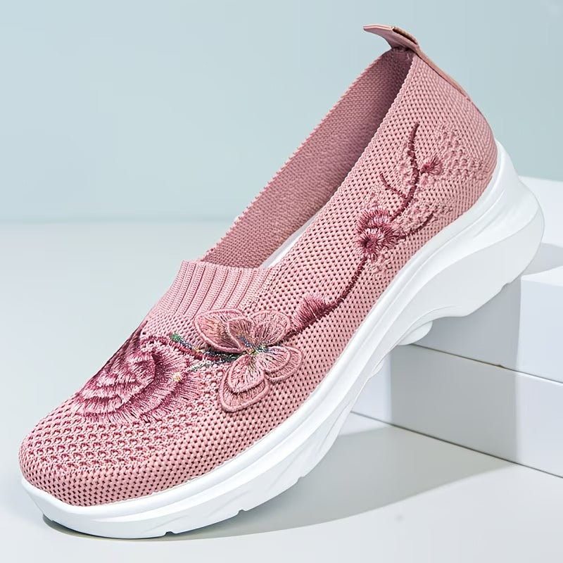 Women Knit Slip On Trainers Loafers Walking Shoes