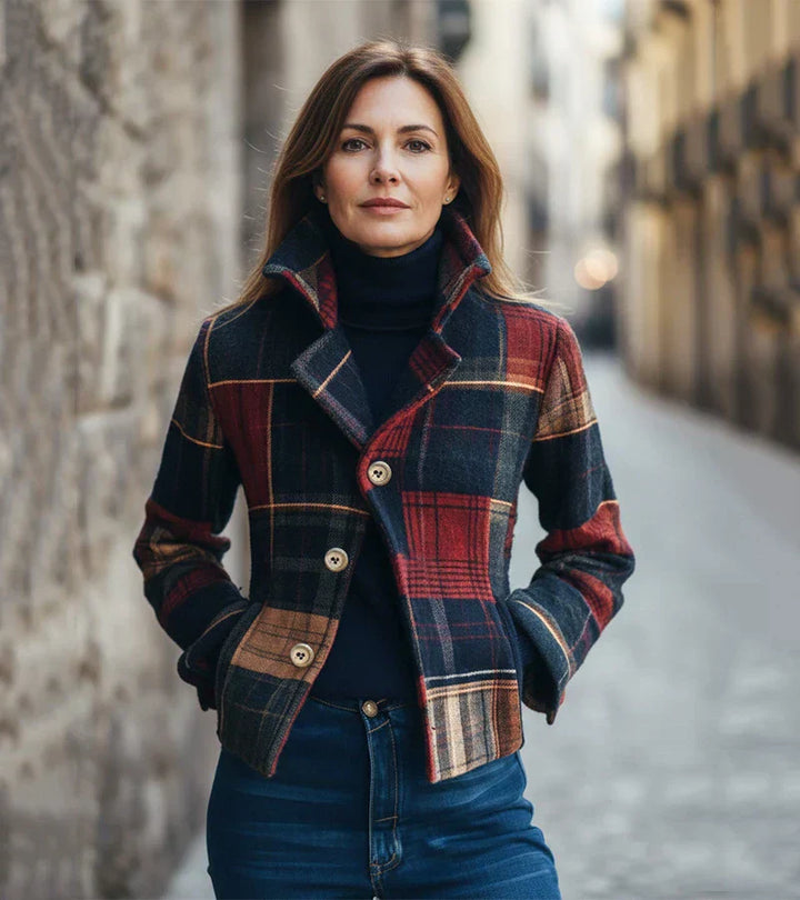 Women's Wool Plaid Jacket Tartan Coat