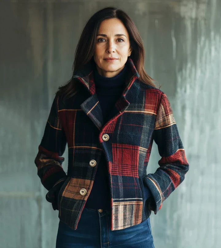 Women's Wool Plaid Jacket Tartan Coat