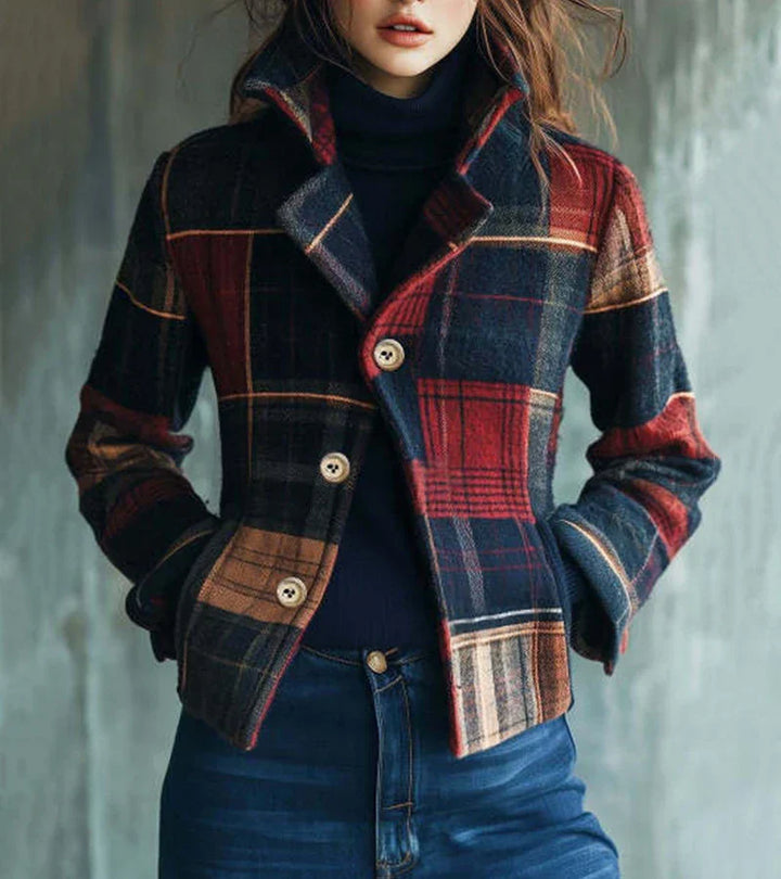 Women's Wool Plaid Jacket Tartan Coat