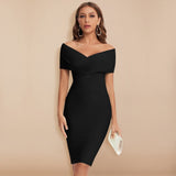Women's Off Shoulder Knit Bodycon Midi Dress