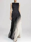 Women's Chiffon Sleeveless Evening Dress Formal Maxi Gown