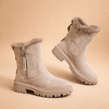 Women's Ankle Boots Suede Fleece Lined Leather Chunky Boots