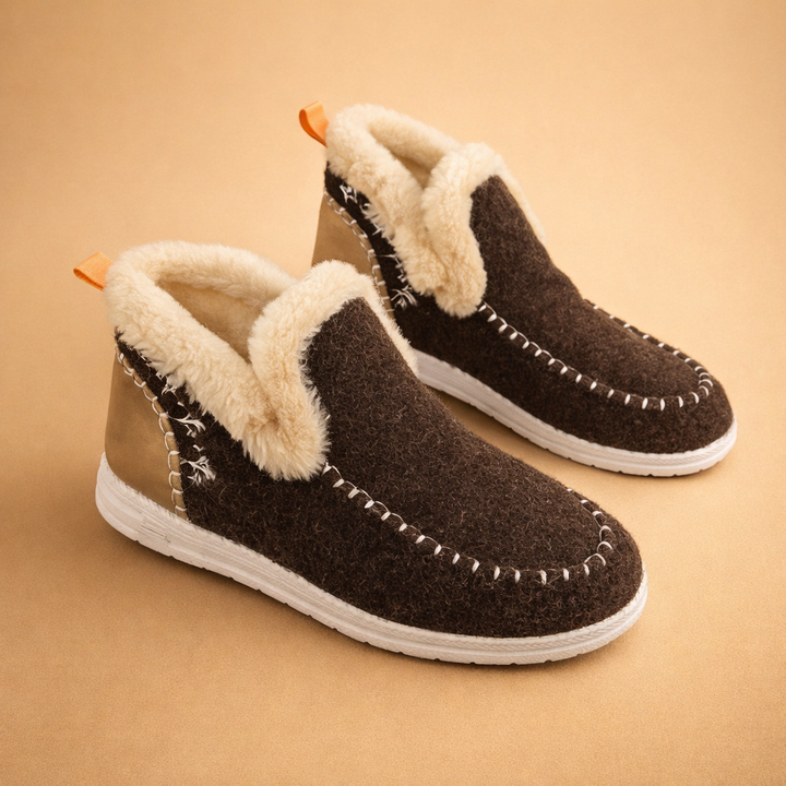 Women's  Suede Slip-On Booties with Faux Shearling Lining