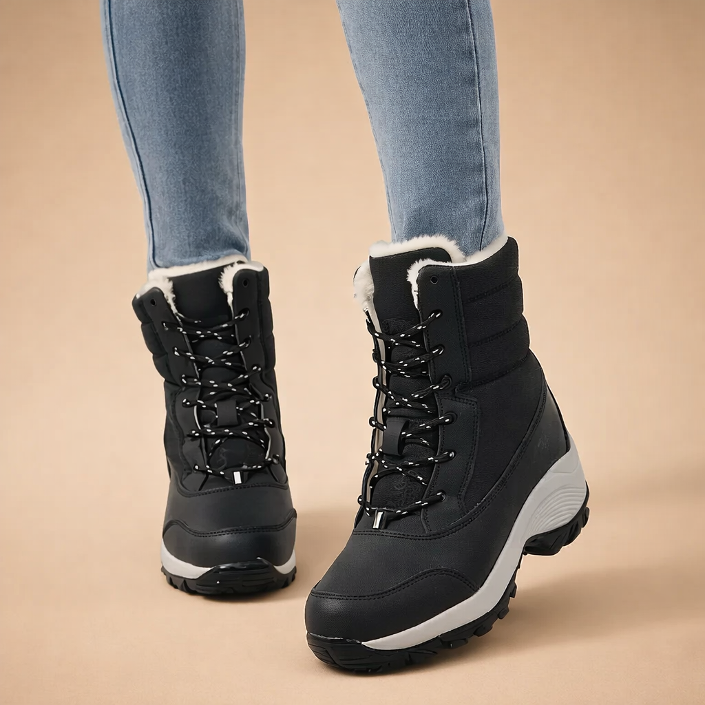Bottes de randonnée pour femme, imperméables, isolées, doublées en polaire et en fourrure