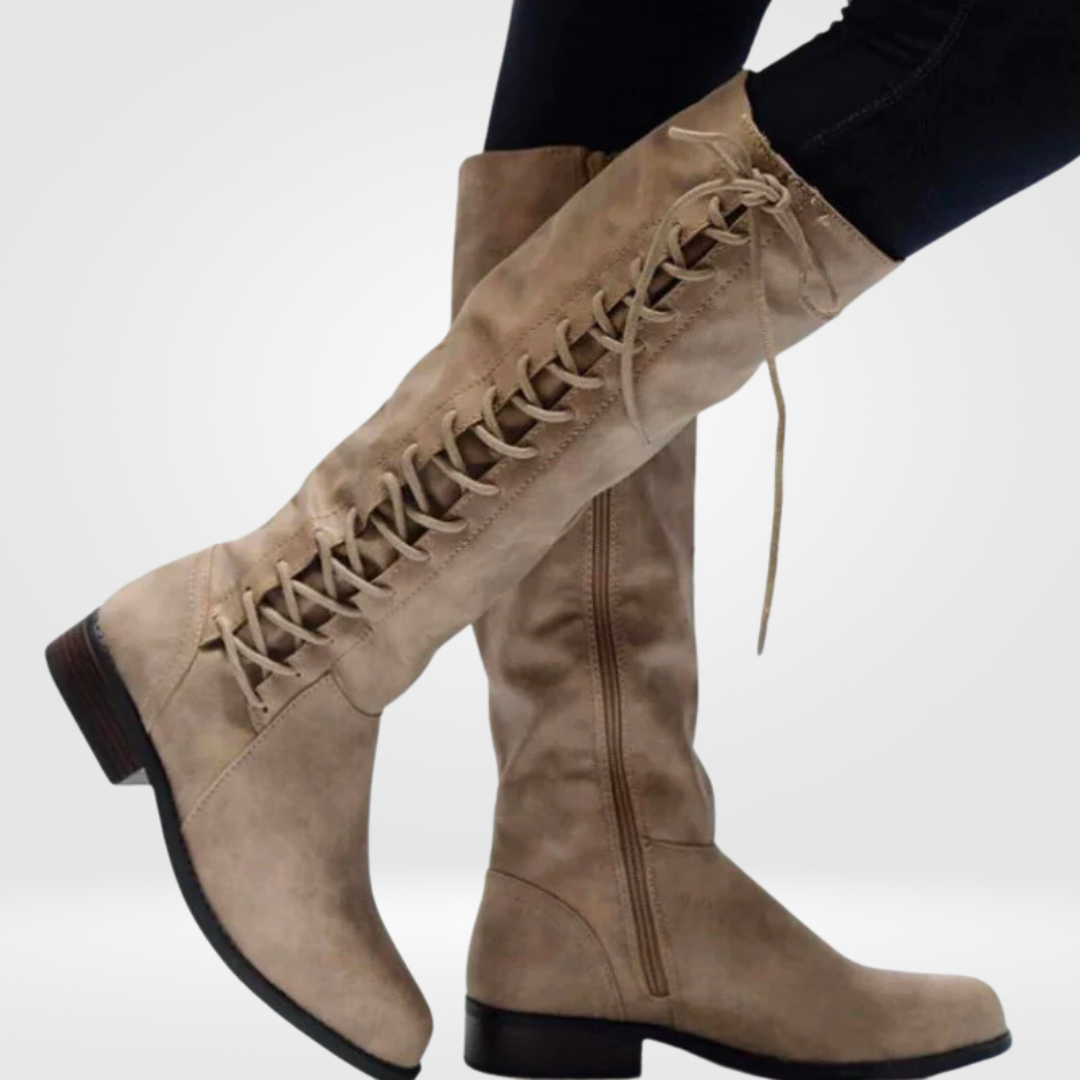 Women's Knee High Leather Boots Wide Calf Riding Footwear