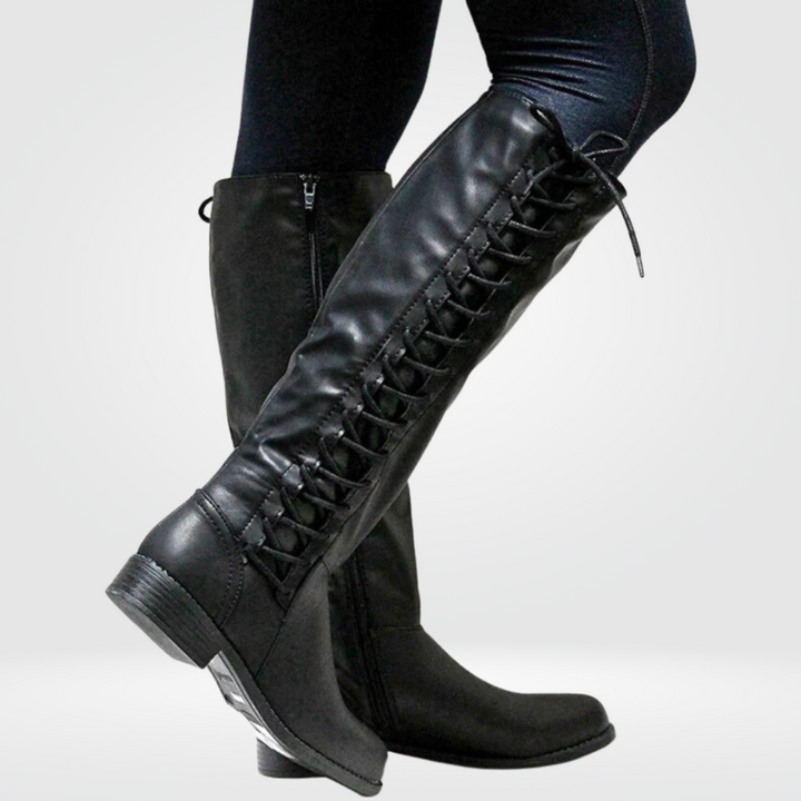 Women's Knee High Leather Boots Wide Calf Riding Footwear