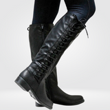 Women's Knee High Leather Boots Wide Calf Riding Footwear