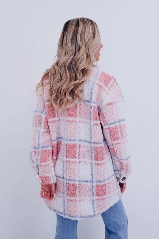 Women's Plaid Shacket Fleece Shirt Jacket