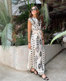 Women Linen Maxi Skirt and Crop Top Two Piece Set