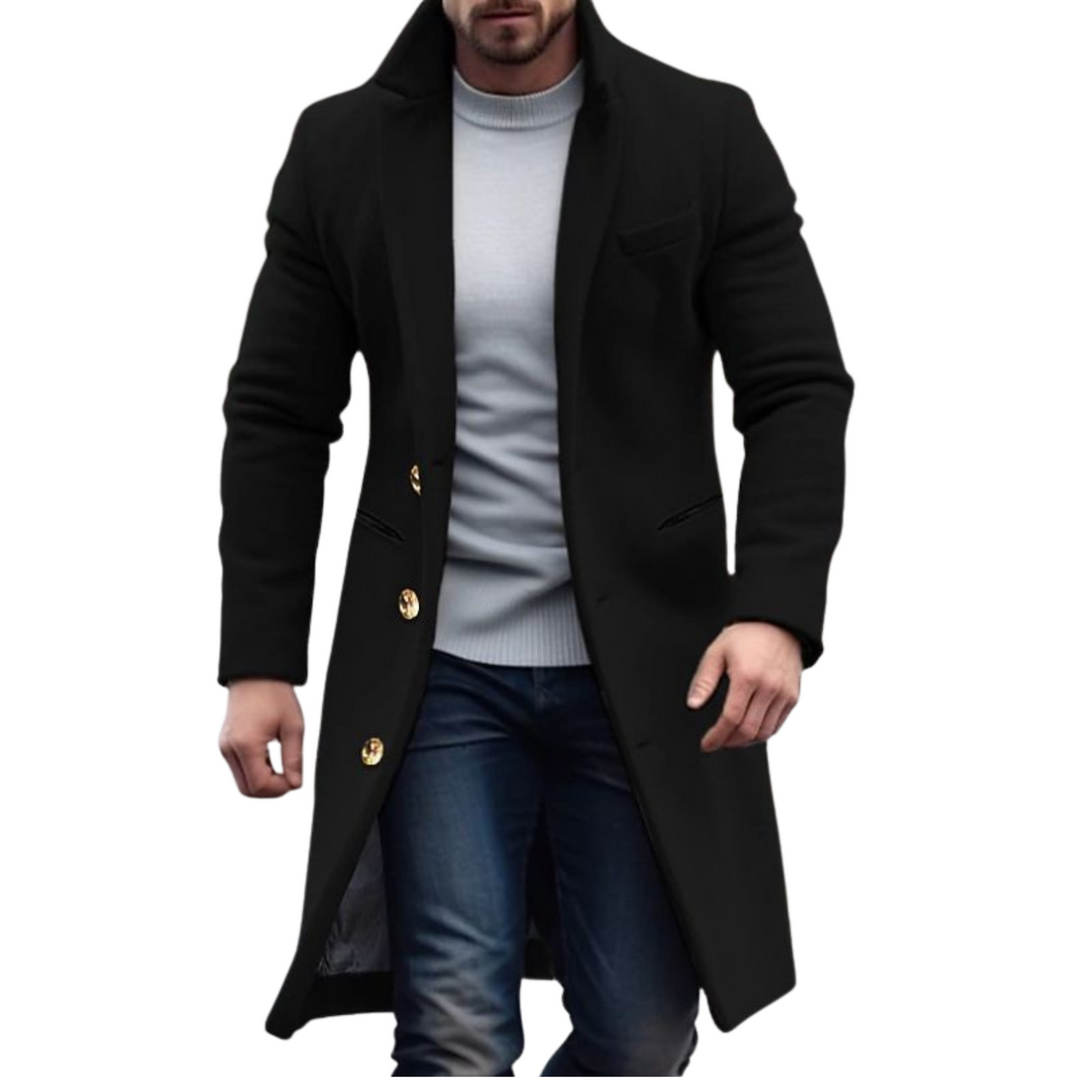 Men's Wool Overcoat Longline Trench Jacket