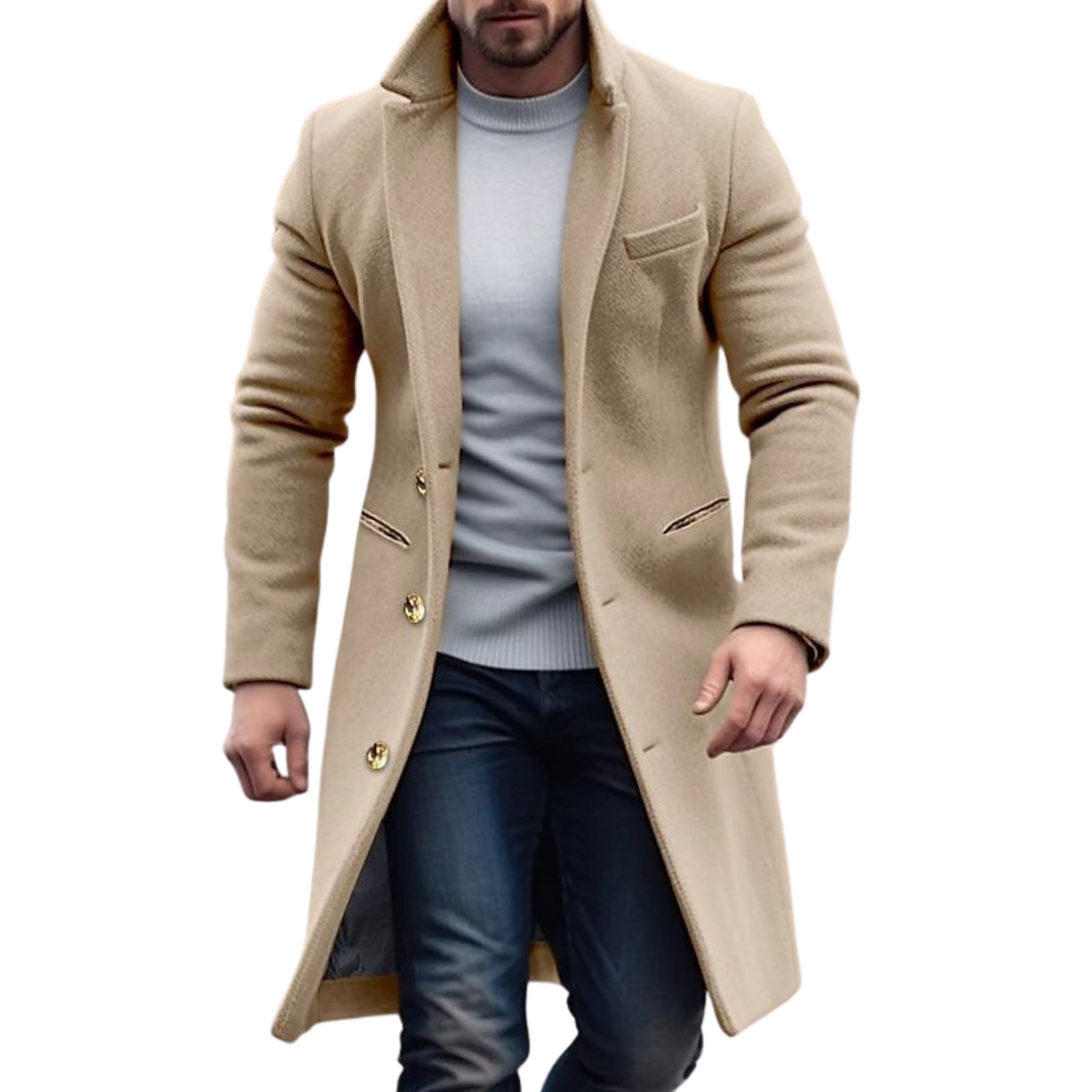 Men's Wool Overcoat Longline Trench Jacket