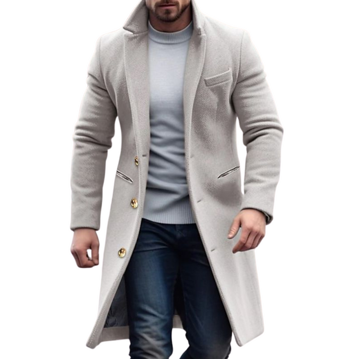 Men's Wool Overcoat Longline Trench Jacket