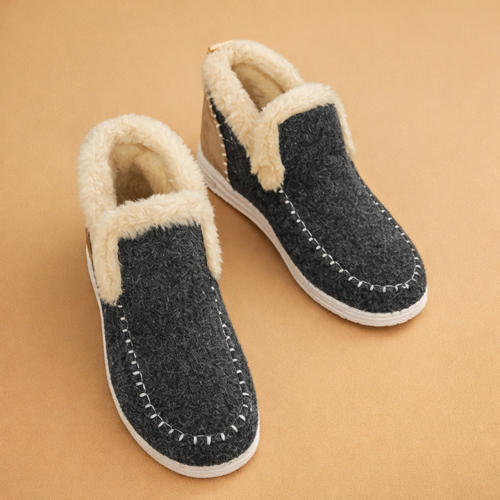 Women's  Suede Slip-On Booties with Faux Shearling Lining