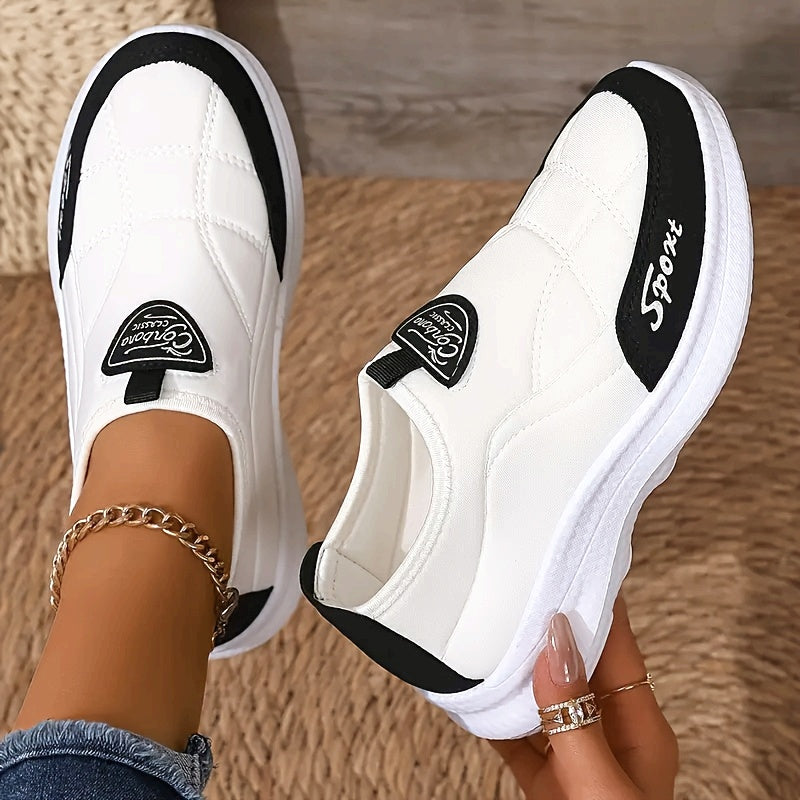 Women's Leather Slip On Sneakers Sport Walking Shoes