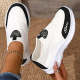 Women's Leather Slip On Sneakers Sport Walking Shoes