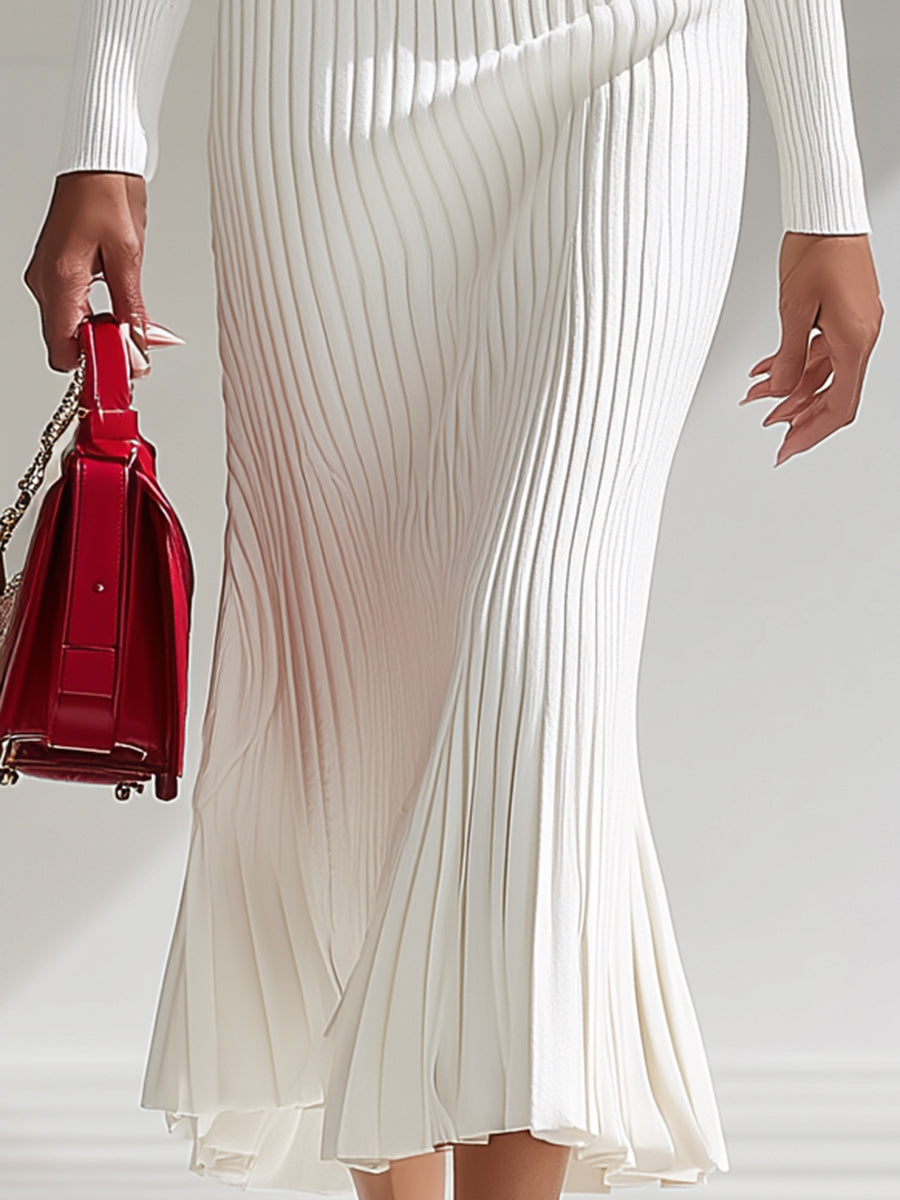 Women’s Wool-Blend Collared Belted Maxi Dress